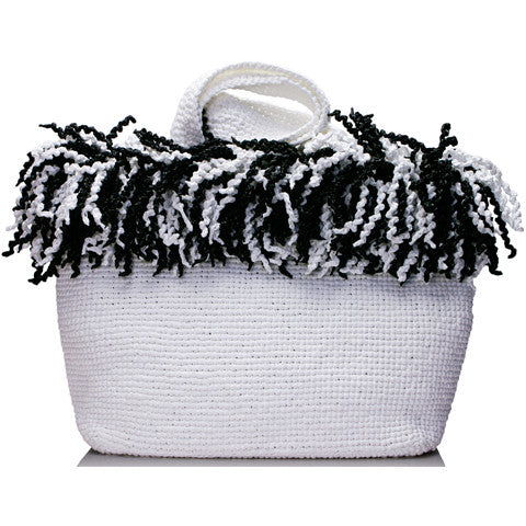 Spiral Tote (Happy Tote). White with Black and White