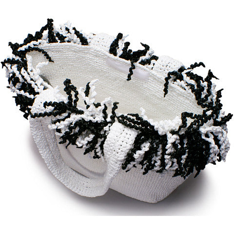 Spiral Tote (Happy Tote). White with Black and White