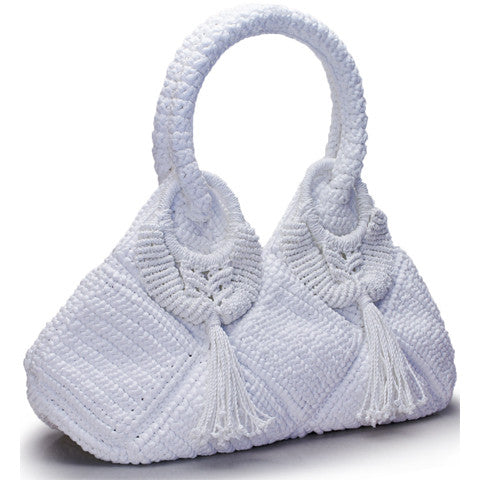 Crocheted bag with tassels, White